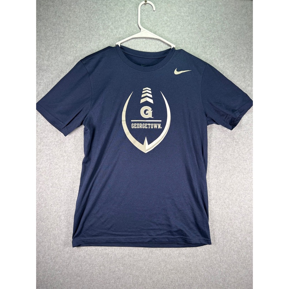 Nike Georgetown Hoyas Football Dri-FIT Navy Blue T-Shirt Mens Medium 0917